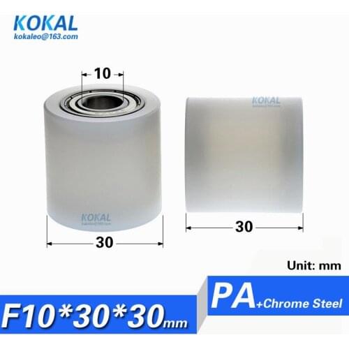 [F1030-30]1pcs Assembly line machine double ball bearing coated with PA Nylon sliding door window roller flat type plastic 1030