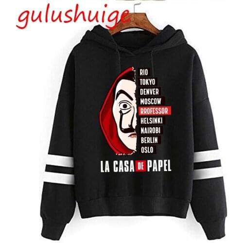 La Casa De Papel Hoodies Men Unisex Top Cartoon Money Heist Hooded House of Paper Kawaii Anime Cute Bella Ciao Sweatshirt Male