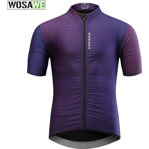 WOSAWE 2021 New Cycling Jersey Men Short Sleeve Purple Summer Breathable Quick Dry Road Bike Shirt Bicycle Jersey Cycle Clothing