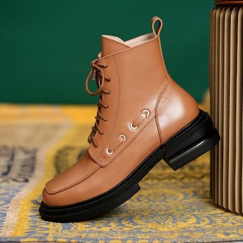 SKLFGXZY Genuine Leather Women Natural Ankle Boots Winter Women Lady Cross Strap Shoes Black Warm Short Motorcyle Boots