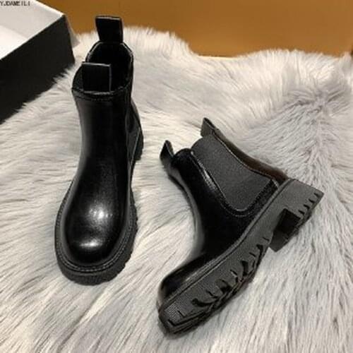 Spring and autumn boots ladies white boots gothic shoes ankle boots women winter thick-soled black boots fashion snow boots