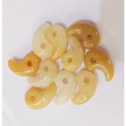 10 Pcs 23x16x7mm Natural Yellow Aventurine Magatama Hand-Carved DIY Necklace Jewelry Making Reiki Healing Pendant Bead