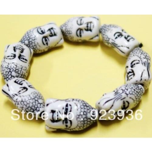 10 pcs WHITE TIBET MONK BUDDHA HEAD BEADS YAK BONE LUCKY TOTEM AMULET BRACELET