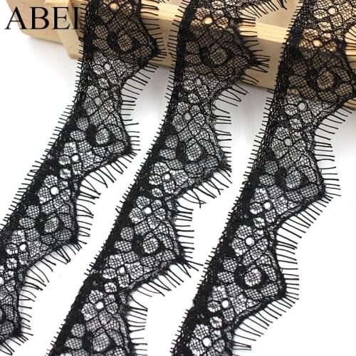 3.8cm 3Meters Black Eyelash Lace Fabric Trims Dress Underwear Decoration Lace Ribbon Garments Sewing Accessories DIY Material