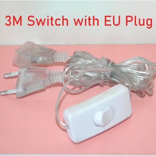 3M AC Power Extender Cable Cord 110-220V EU/US Plug Extension Wire for Holiday Christmas LED String Light Garland