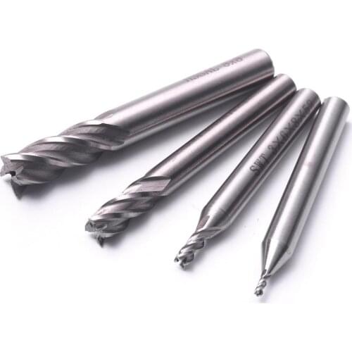 4Pcs/Set Professional 6mm 8mm Shank Milling Cutter 4 Flutes End Mill Cutter Set CNC Router Bit High Speed Steel End Mill
