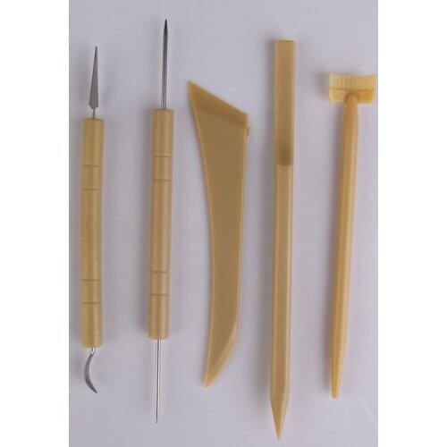 5pcs Clay Sculpting Set Wax Carving Pottery Tools Plastic and Steel Wax Pottery Clay Sculpture Carving Tool