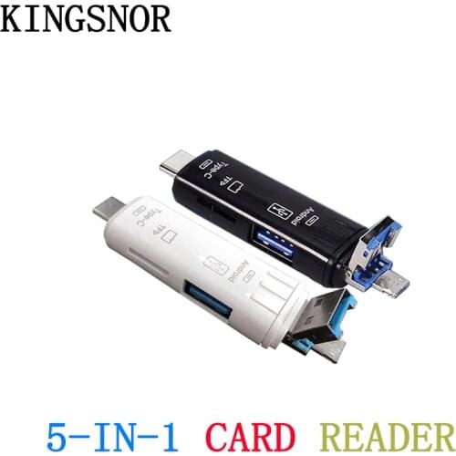 5-in-1 USB-C/Micro SD/USB-A/USB-B/USB Interface OTG Card Reader High speed USB 2.0 For PC Mobile Phone