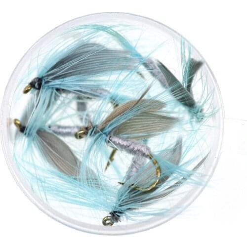 6PCS Artificial Fake Ephemera Shape Feather Fly Fishing Lures Bait Tackle Tool With Barbed Fishhook