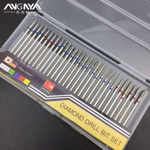 ANGNYA 30pcs Nail Drill Bit Tungsten Steel Alloy Diamond Grinding Head Set Polishing Tool Nail Cuticle Manicure Pedicure Tools