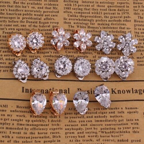 GRACE JUN 12 Colors AAA Cubic Zircon Tear Drop Geometric Clip on Earrings No Pierced for Women Party Wedding Charm Ear Clip New