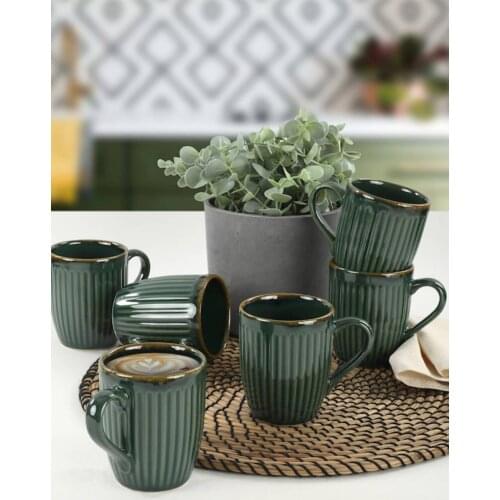 Coffee cup 1 pcs 300 ml emerald green bright ceramic milk tea coffee cup porcelain sets turkish drink cup