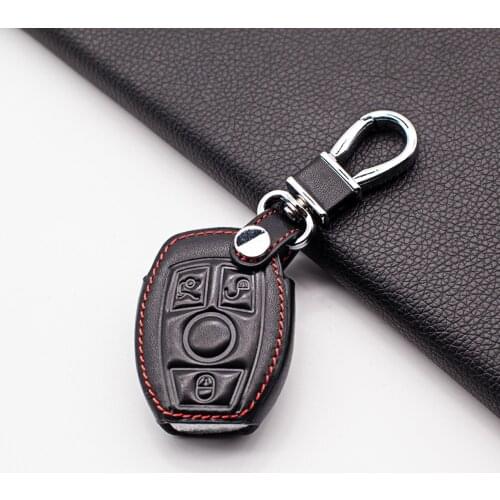 Genuine Leather Car Key Case Cover For Mercedes-Benz W203 W210 W211 Amg W204 C E S Cls Clk Cla Slk Classe 3 Buttons Smart