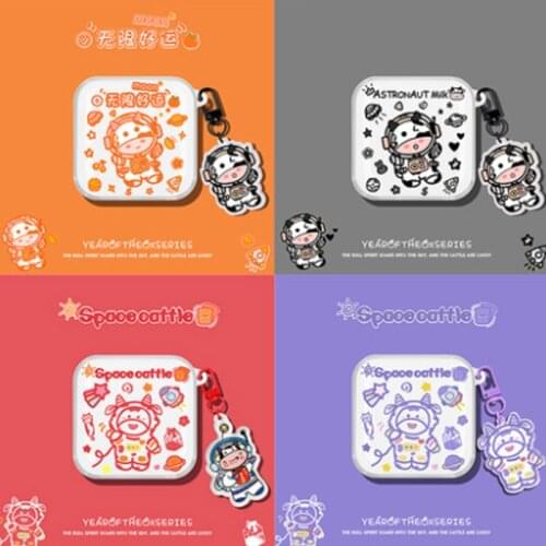 Xiaomi Air2seTrue Wireless Bluetooth Earphone Cover Air2se Earphone Box Silicone Anti-drop Transparent Cute Cow E-10-C