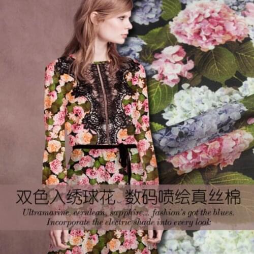 Digital inkjet silk cotton fabric delicate breathable silk fabric for dress natural cotton fabric wholesale silk cloth