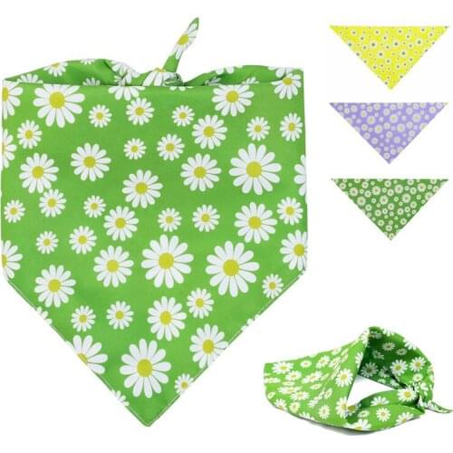 Pet Dog Decorative Accessory, Cotton Collar Bandanas Puppy Cats Scarfs Bibs Double-layer Small Chrysanthemum Pattern