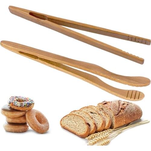 Wooden Tea Tweezer Bacon Tea Clip Tongs Bamboo Salad Food Toast Bend Clip Straight Clips Kitchen Accessories Teaware