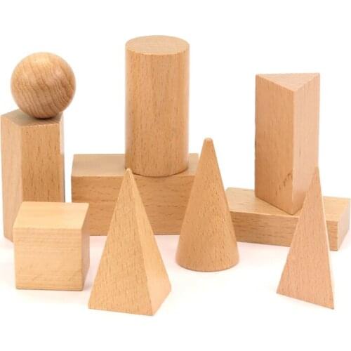 Baby Wooden Math Teaching Tools Montessori Geometric Blocks Learning Education Toys for Children 10PCS/Set