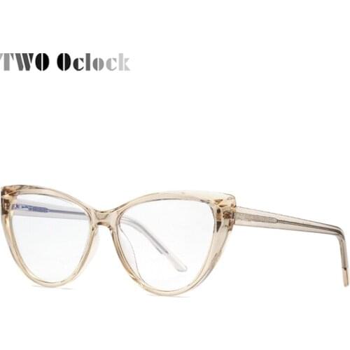 TWO Oclock Female Prescription Glasses NO Grade Quality TR90 Glasses Frame Transparent Red Blue Light Glasses With Spring Points