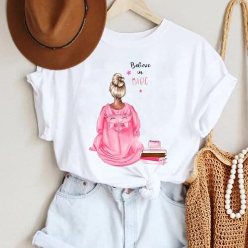 T-shirts Cartoon Printing Clothes Women Casual Fashion Graphic Short Sleeve 90s Lovely Style Cute Tshirt Top Lady Female Tee