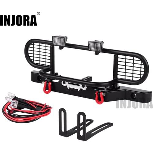 INJORA TRX4 Metal Front Camel Trophy Bumper with Light for 1/10 RC Crawler Car Traxxas TRX4 TRX-4 Defender