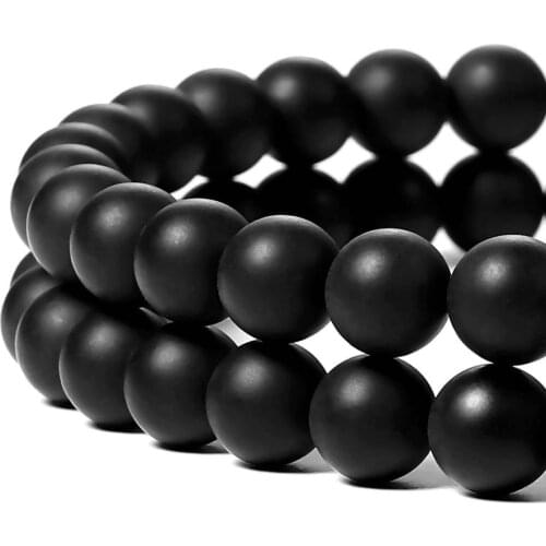 AA+ Natural Stone Matte Black agates Onyx Round Loose Beads 15" Strand 4 6 8 10 12 14MM Pick Size For DIY Jewelry Making
