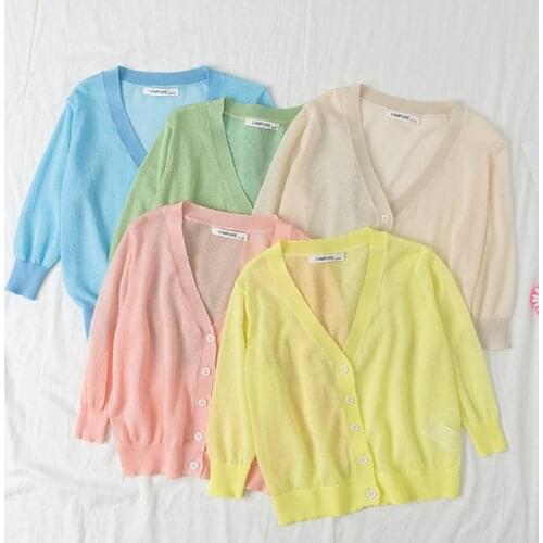 2020 New Summer Autumn Baby Girl Sweater Baby Girls Clothes Knitted V-Neck Cardigan Kids Candy Colors Sweater Children Tops