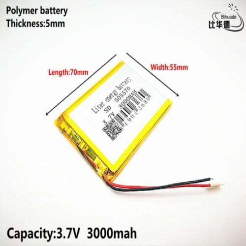 Liter energy battery Good Qulity 3.7V,3000mAH,505570 Polymer lithium ion / Li-ion battery for TOY,POWER BANK,GPS,mp3,mp4