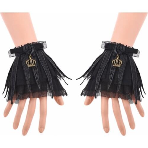 Steampunk Cos Play Wrist Sleeves Decorated Cuffs Gothic Lace Bowtie Wrist Cuff Costumes Accessories Lolita