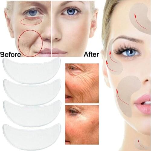 8/4/2Pcs Reusable Silicone Wrinkle Removal Sticker Face Forehead Neck Eye Sticker Pad Anti Wrinkle Aging Skin Lifting Care Patch