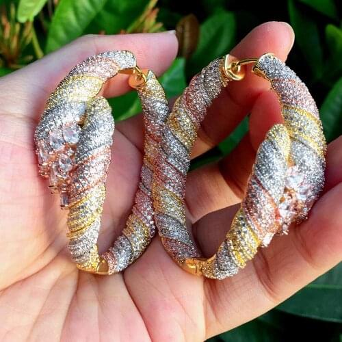 ModemAngel Noble Top Quality Micro Crystal Zirconia Inlay Jewelry Unique Women Wedding DUBAI Bridal Hoop Earrings