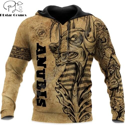 Egyptian Gods Ancient Anubis Tattoo 3D Printed Mens Autumn Hoodie Sweatshirt Unisex Streetwear Casual Zip Jacket Pullover KJ651