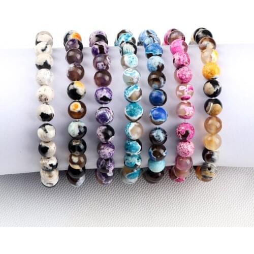 Men Natural Stone Bracelet Colorful 8mm Chakra Agates Beaded Bracelets Stretch Bangles Charm Women Yoga Prayer Balance Jewelry