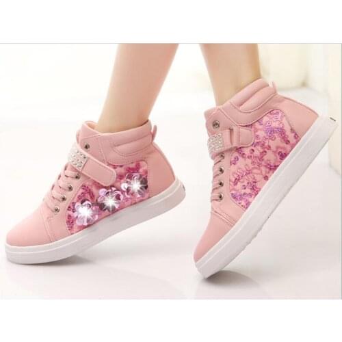Girls shoes new autumn winter childrens cotton boots princess Sequin rhinestone casual Girls sports shoes Student sneakers
