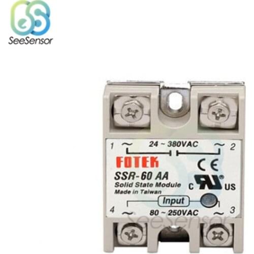 60A 100AA AC-AC Single Phase Solid State Relay AC SSR SSR-60AA SSR-100AA 80-250VAC to 24-380VAC
