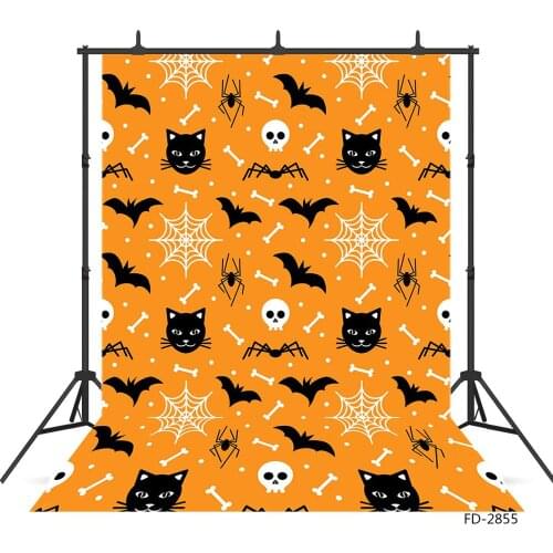 Bat Cat Skull Spider Orange Halloween Photographic Backdrop Customized for Baby Children Background Photo Studio Photophone