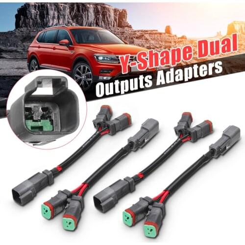Pair Y-Shape Dual Outputs Deutsch DT Plug Adapters DTP Connectors Splitter For LED Fog Lamp