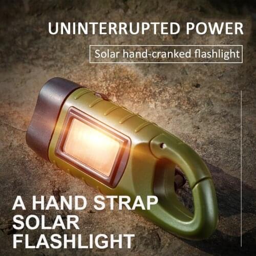 Portable Solar Hand-cranked Led Mini Flashlight Power Generation Multifunctional Outdoor Self-defense Small Flashlight LED Lamp