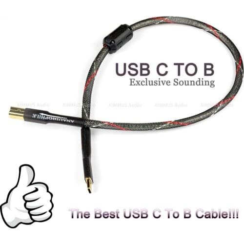 Sliver Plated USB Type C To B Cable HiEnd USB Type C To B Audio Data Cable 5N DAC Mobile Phone Thunderbolt USB DAC Cable