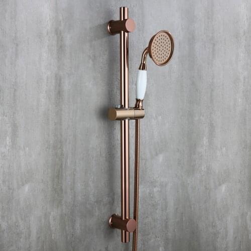 Luxury Rose Gold strong round brass Handhand Shower Head set with Adjustable stainless steel Slide Bar shower head holder-C