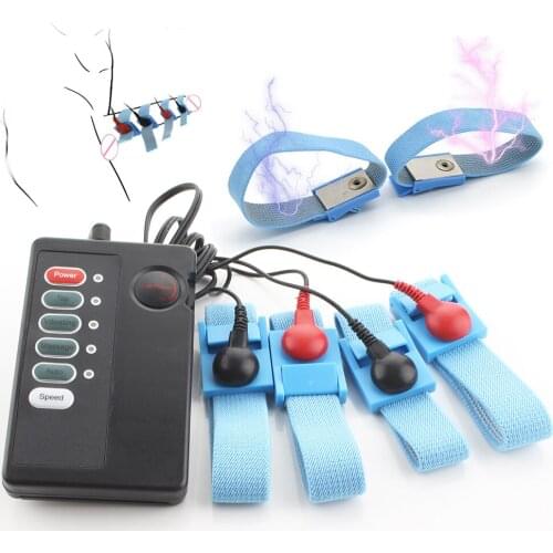 Electric Shock Sex Set Electro Stimulation Massage Cock Ring Penis Erection Enhancer Medical Themed Sex Toy Male Chastity Device