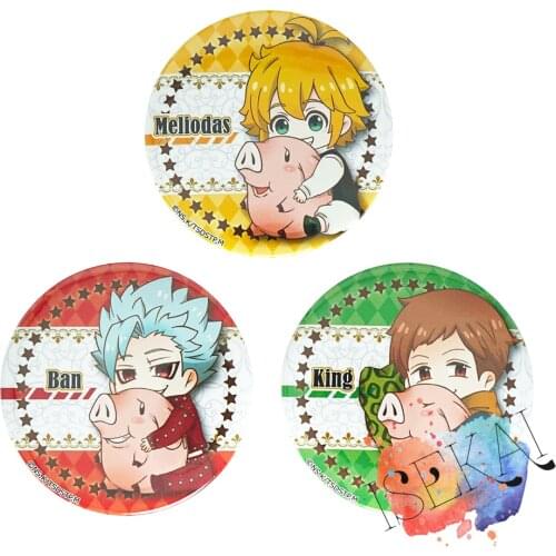 The Seven Deadly Sins Anime Badge Meliodas Ban King Nanatsu no Taizai Cute Metal Badge Brooch Pins