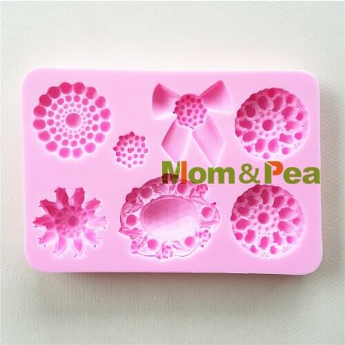 Mom&Pea 1121 Free Shipping Floral Gem Silicone mold Cake Decoration Fondant Cake 3D Mold Food Grade