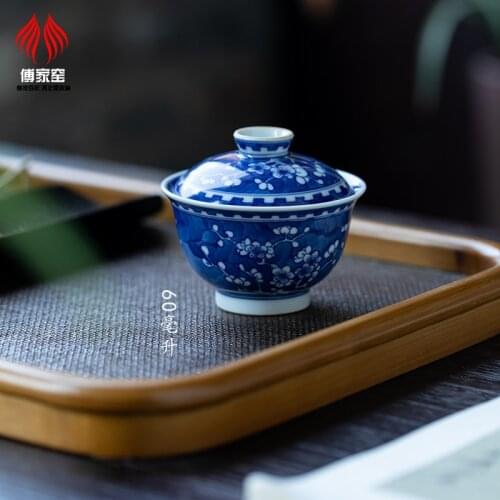 Tureen all hand hand medium blue and white porcelain, jingdezhen ceramics kung fu tea cups fu kiln