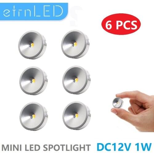 EtrnLED 6pcs Panel Led Mini Lamp Led 12V 1W Ultra Thin Surface Mounted Plafonnier Ceiling Spots Round Vitrine Cabinet Light