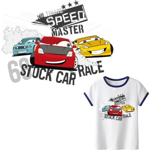 Anime Car Patches Thermal Stickers on Clothes Fabric Iron-on Transfers for Clothing Thermoadhesive Patch Diy Applique for Girl