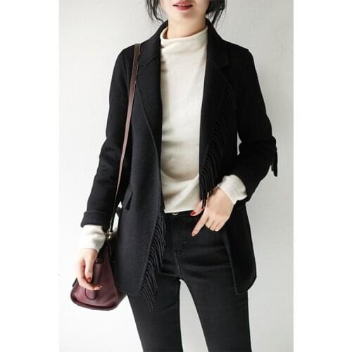 Spring New Arrival Double-faced Woolen Coat Suit Jacket 2021 Fashion Large Size Loose Woolen Coat Korean Solid Coat Autumn Suit