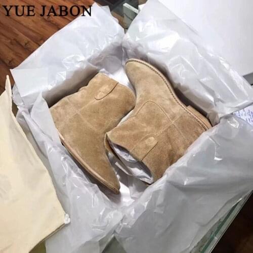 2019 Boots Women Genuine Leather Shoes For Winter Boots Shoes Woman Casual Winter Suede Leather Botas Mujer Female Ankle Boots