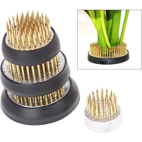 1PC Ikebana Kenzan Flower Frog Floristry Round Pin With Base Holder Floral Decor