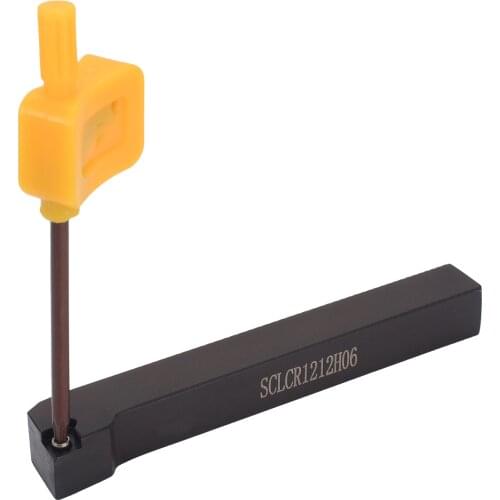 10Pcs CCMT060204-HM VP15TF Golden Inserts + 1Pcs SCLCR1212H06 Boring Bar Lathe Turning Tool Holder with T8 Wrench For CNC Tool